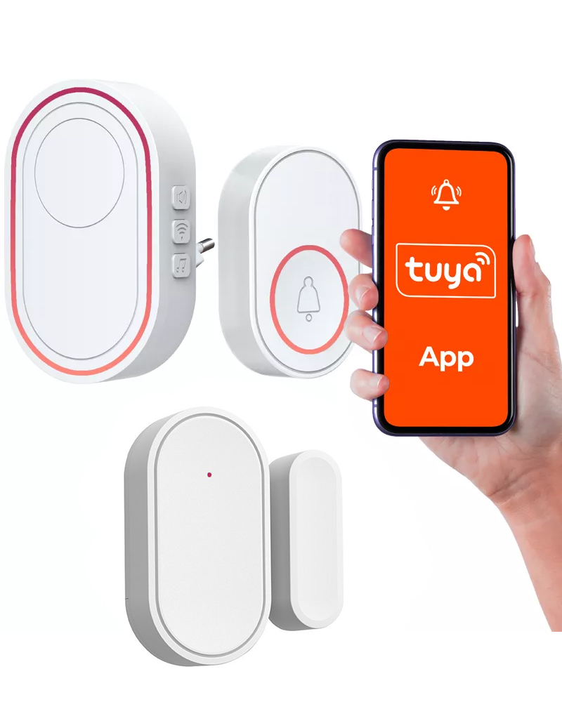 TUYA DZW KON X1 Dzwonek Bezprzewodowy Tuya Wi fi Alarm Z Czujnikiem TUYA DZW KON X1 Dzwonek Bezprzewodowy Tuya Wi fi Alarm Z Czujnikiem